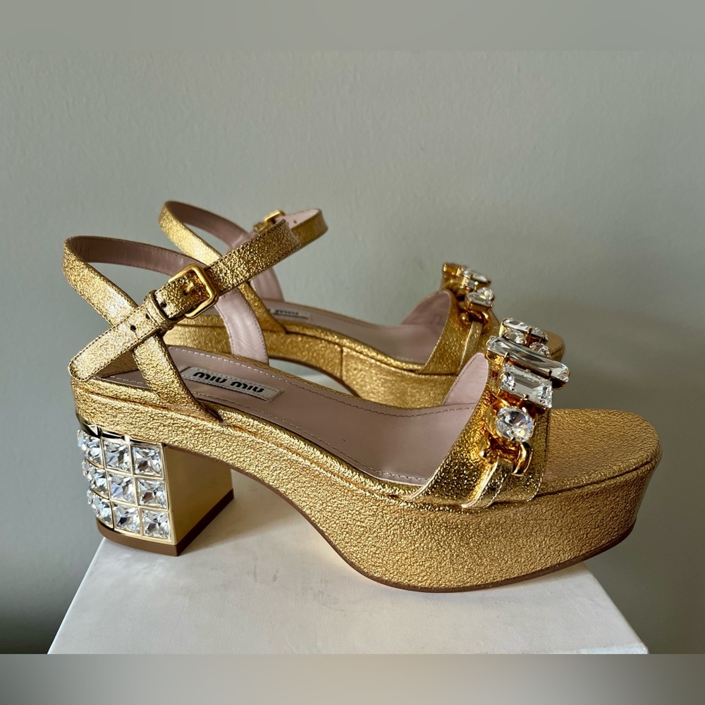 Miu Miu Platform Crystal Heels 37 NWT